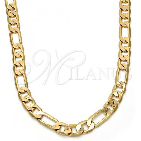 Gold Tone Basic Necklace, Figaro Design, Polished, Golden Finish, 04.242.0019.30GT