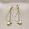 Oro Laminado Long Earring, Gold Filled Style Elephant Design, with Cubic Zirconia, Golden Finish, 5.063.001