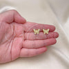 Oro Laminado Stud Earring, Gold Filled Style Butterfly Design, with Ivory Pearl, Polished, Golden Finish, 02.379.0076