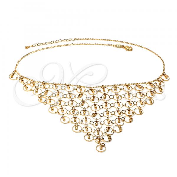 Oro Laminado Fancy Necklace, Gold Filled Style Teardrop Design, Polished, Golden Finish, 04.105.0003