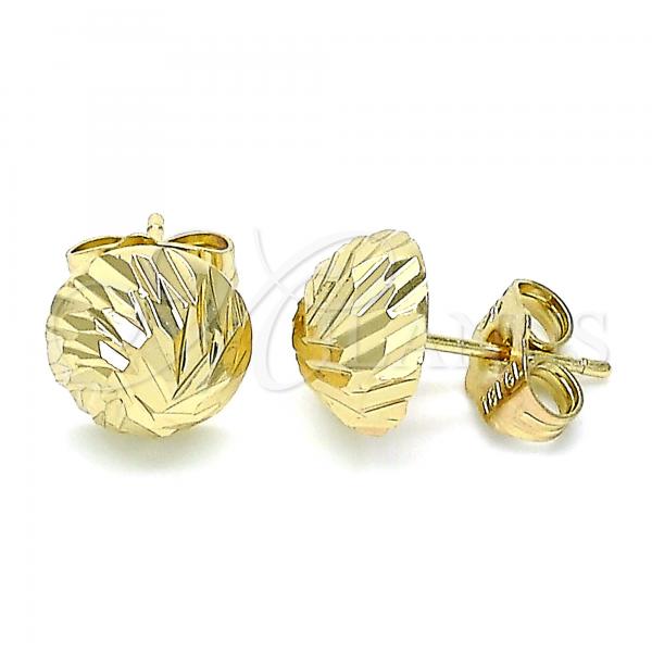 Oro Laminado Stud Earring, Gold Filled Style Diamond Cutting Finish, Golden Finish, 02.100.0055.1