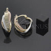 Oro Laminado Medium Hoop, Gold Filled Style Heart Design, Diamond Cutting Finish, Tricolor, 5.155.026