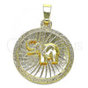 Oro Laminado Fancy Pendant, Gold Filled Style Diamond Cutting Finish, Golden Finish, 5.182.012