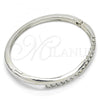 Rhodium Plated Individual Bangle, with White Crystal, Polished, Rhodium Finish, 07.252.0072.1.04 (04 MM Thickness, Size 4 - 2.25 Diameter)