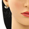 Oro Laminado Stud Earring, Gold Filled Style Swan Design, with White Cubic Zirconia, Polished, Golden Finish, 02.213.0294