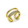 Oro Laminado Elegant Ring, Gold Filled Style with White Micro Pave, Polished, Golden Finish, 01.266.0053