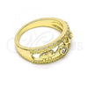 Oro Laminado Multi Stone Ring, Gold Filled Style Elephant and Heart Design, with White Cubic Zirconia, Polished, Golden Finish, 01.213.0029.07