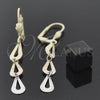 Oro Laminado Long Earring, Gold Filled Style Teardrop Design, Diamond Cutting Finish, Tricolor, 02.63.2174