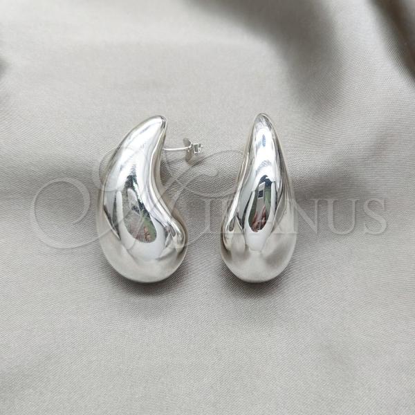 Sterling Silver Stud Earring, Teardrop Design, Polished, Silver Finish, 02.395.0046