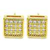 Oro Laminado Stud Earring, Gold Filled Style with White Cubic Zirconia, Polished, Golden Finish, 02.342.0028