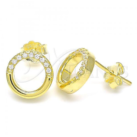 Sterling Silver Stud Earring, with White Cubic Zirconia, Polished, Golden Finish, 02.336.0165.2
