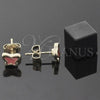 Oro Laminado Stud Earring, Gold Filled Style Butterfly Design, Pink Enamel Finish, Golden Finish, 02.64.0368 *PROMO*