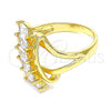 Oro Laminado Multi Stone Ring, Gold Filled Style with White Cubic Zirconia, Polished, Golden Finish, 01.283.0024.08