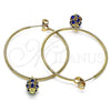 Oro Laminado Medium Hoop, Gold Filled Style with Sapphire Blue Crystal, Polished, Golden Finish, 02.63.2736.40