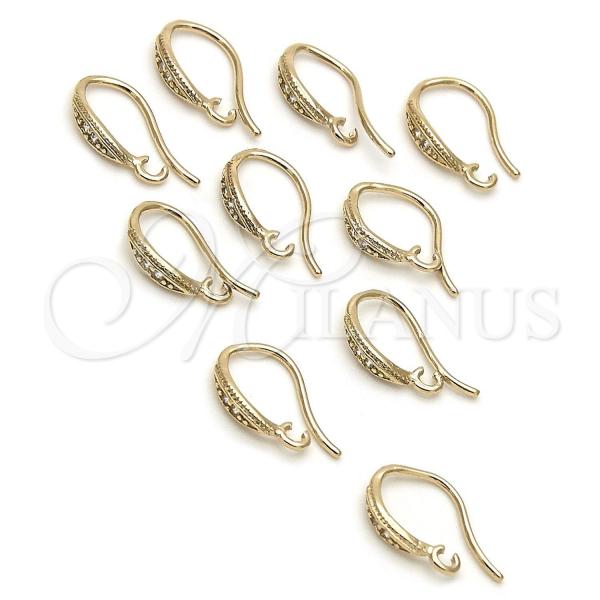 Oro Laminado Hook, Gold Filled Style with White Cubic Zirconia, Polished, Golden Finish, 12.63.0008