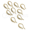 Oro Laminado Hook, Gold Filled Style with White Cubic Zirconia, Polished, Golden Finish, 12.63.0008