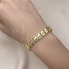 Oro Laminado Solid Bracelet, Gold Filled Style Diamond Cutting Finish, Golden Finish, 03.100.0071.07