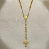 Oro Laminado Thin Rosary, Gold Filled Style Virgen Maria and Crucifix Design, Golden Finish, 09.02.0042.18