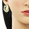 Oro Laminado Stud Earring, Gold Filled Style Chunky Design, Polished, Golden Finish, 02.341.0163