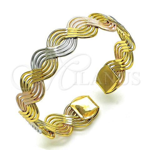 Oro Laminado Individual Bangle, Gold Filled Style Polished, Tricolor, 07.170.0009