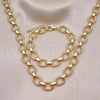 Oro Laminado Necklace and Bracelet, Gold Filled Style Chunky Design, Polished, Golden Finish, 06.415.0002