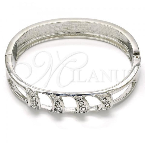 Rhodium Plated Individual Bangle, with White Crystal, Polished, Rhodium Finish, 07.252.0048.1.05 (12 MM Thickness, Size 5 - 2.50 Diameter)