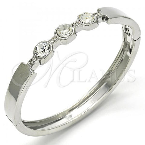 Rhodium Plated Individual Bangle, with White Crystal, Polished, Rhodium Finish, 07.252.0068.1.05 (08 MM Thickness, Size 5 - 2.50 Diameter)