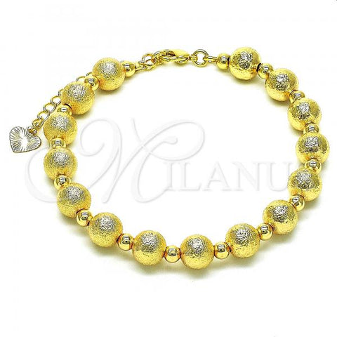 Oro Laminado Fancy Bracelet, Gold Filled Style Ball Design, Matte Finish, Golden Finish, 03.93.0019.08
