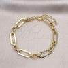 Oro Laminado Fancy Bracelet, Gold Filled Style Paperclip Design, Polished, Golden Finish, 03.213.0237.07