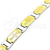 Stainless Steel Solid Bracelet, Cross Design, Polished, Two Tone, 03.114.0263.1.09
