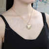 Oro Laminado Locket Pendant, Gold Filled Style Heart and Flower Design, Polished, Golden Finish, 05.117.0019