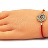 Oro Laminado Fancy Bracelet, Gold Filled Style Evil Eye Design, Turquoise Enamel Finish, Golden Finish, 03.381.0023.06