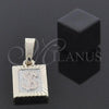 Oro Laminado Fancy Pendant, Gold Filled Style Money Sign Design, Diamond Cutting Finish, Tricolor, 05.163.0042.1