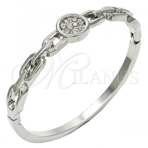 Rhodium Plated Individual Bangle, with White Crystal, Polished, Rhodium Finish, 07.252.0058.1.04 (04 MM Thickness, Size 4 - 2.25 Diameter)