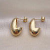Oro Laminado Stud Earring, Gold Filled Style Chunky Design, Polished, Golden Finish, 02.163.0268