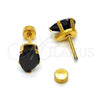 Stainless Steel Stud Earring, Teardrop Design, with Black Cubic Zirconia, Polished, Golden Finish, 02.271.0023.9