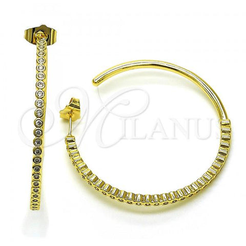 Oro Laminado Stud Earring, Gold Filled Style with White Cubic Zirconia, Polished, Golden Finish, 02.210.0745