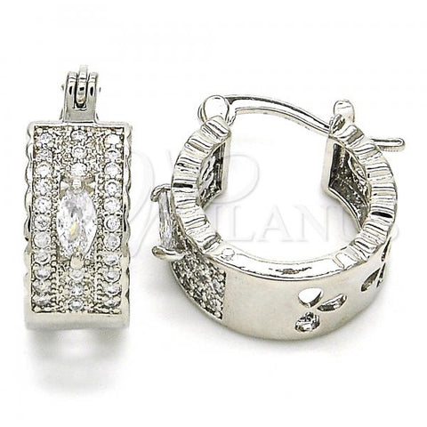 Rhodium Plated Small Hoop, with White Cubic Zirconia, Polished, Rhodium Finish, 02.210.0302.5.20