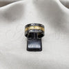 Stainless Steel Mens Ring, Black Enamel Finish, Golden Finish, 01.63.0638.07
