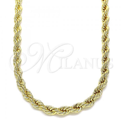 Oro Laminado Basic Necklace, Gold Filled Style Rope Design, Polished, Golden Finish, 04.213.0206.26