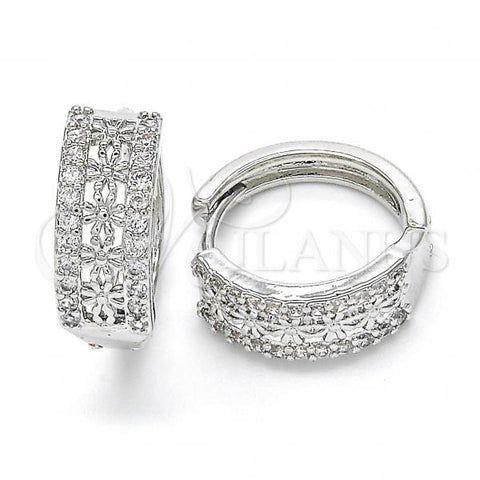 Rhodium Plated Huggie Hoop, with White Cubic Zirconia, Polished, Rhodium Finish, 02.210.0147.1.20