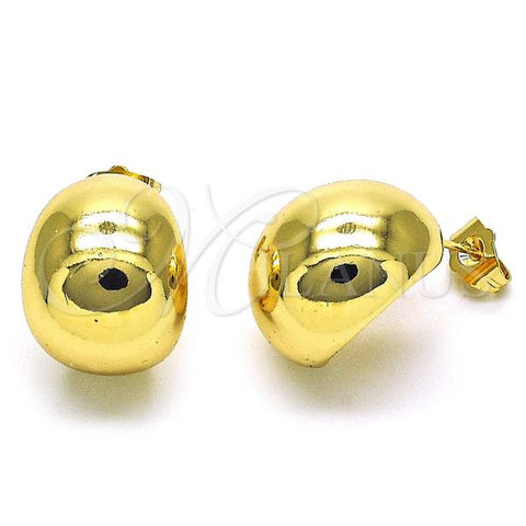 Oro Laminado Stud Earring, Gold Filled Style Chunky Design, Polished, Golden Finish, 02.163.0242