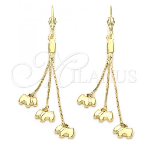Oro Laminado Long Earring, Gold Filled Style Dog Design, Golden Finish, 5.076.003