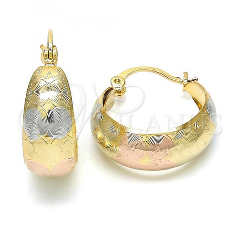 Oro Laminado Small Hoop, Gold Filled Style Polished, Tricolor, 02.106.0012.1.20