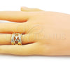 Oro Laminado Elegant Ring, Gold Filled Style and Paperclip Polished, Golden Finish, 01.213.0045