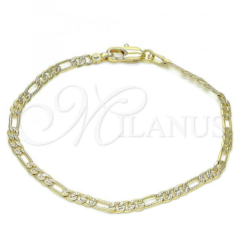 Oro Laminado Basic Bracelet, Gold Filled Style Figaro Design, Polished, Golden Finish, 04.213.0144.08