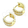 Oro Laminado Huggie Hoop, Gold Filled Style with White Cubic Zirconia, Polished, Golden Finish, 02.210.0569.12