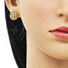 Oro Laminado Stud Earring, Gold Filled Style with White Micro Pave, Polished, Golden Finish, 02.342.0284