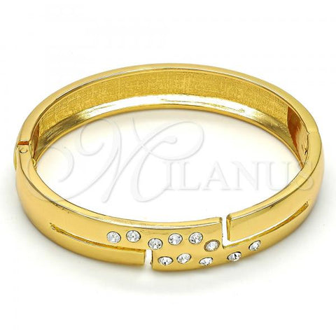 Gold Tone Individual Bangle, with White Crystal, Polished, Golden Finish, 07.252.0028.05.GT (13 MM Thickness, Size 5 - 2.50 Diameter)