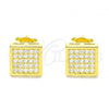 Sterling Silver Stud Earring, with White Cubic Zirconia, Polished, Golden Finish, 02.369.0016.2